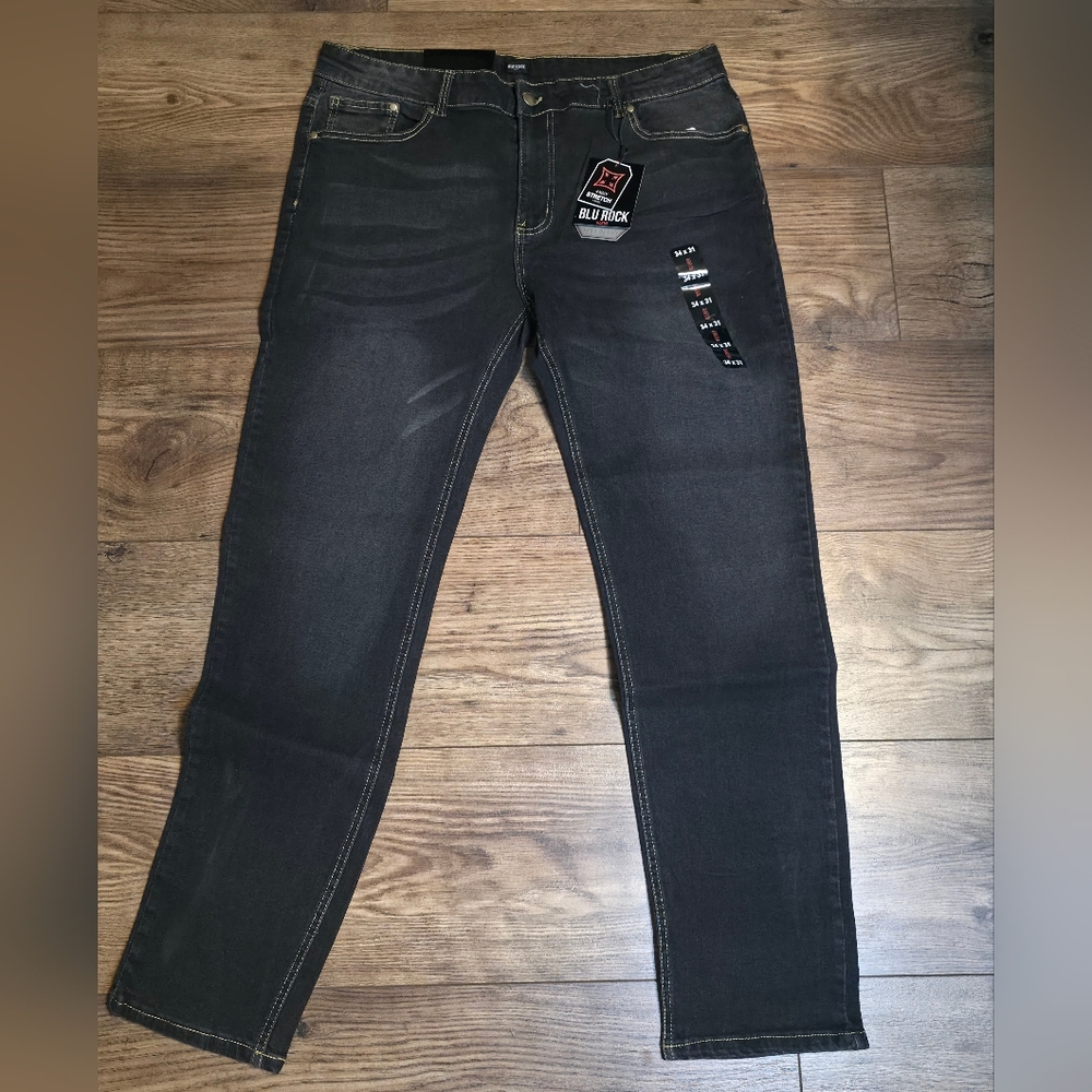 Blu Rock Slim Fit Black Jeans for Men 34x31 New